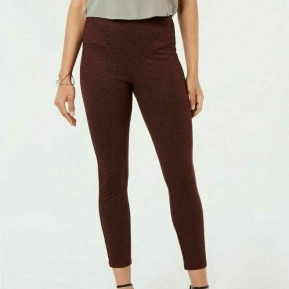Hue Women's Tweed High Waist Knit Leggings Sangria‎ Red Size Small S New